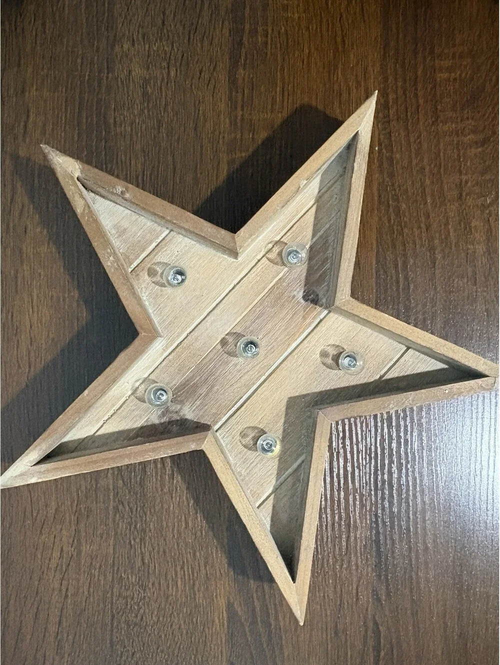 Lit Wooden Marquee Holiday Star Wall Sign Decor 12 in. 4th Of July Christmas